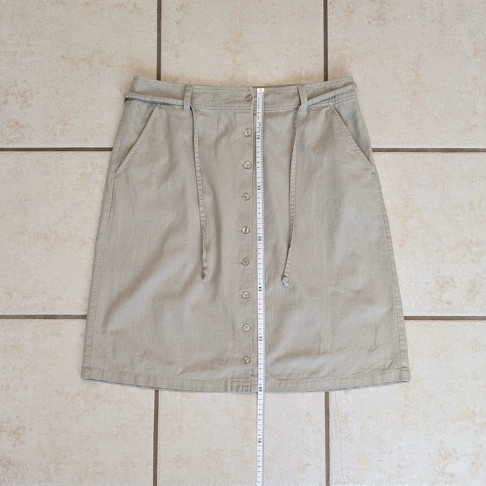 Eddie Bauer Linen & Cotton Size 14 Vintage Button Up A Line Tan Safari Skirt - Picture 11 of 14